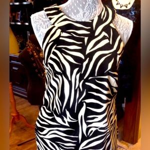 Milly Zebra Stripe Velvet Shift Dress Women’s size 8